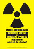 Radioative material and irradiating apparatus sign. 