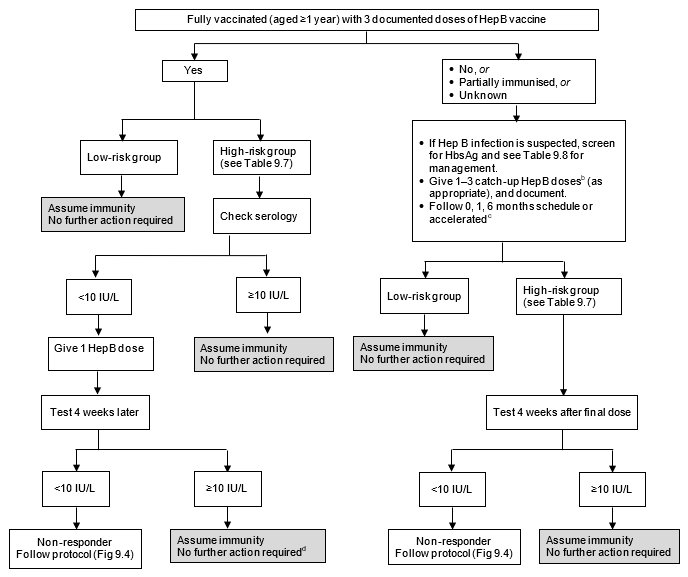 Title: Figure 9.3: Flow diagram for serological testing for hepatitis B