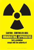 Irradiating apparatus, entry prohibited sign. 
