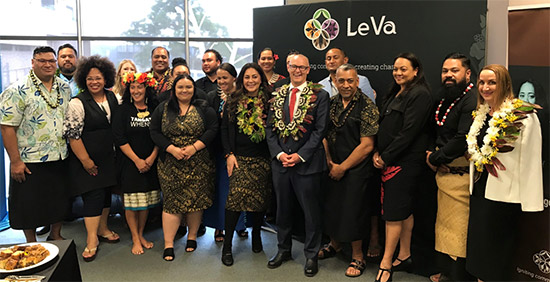 Minister Dr David Clark and Robyn Shearer with the team from LeVa, Te Pou and people who have completed the Mental Health training programme.