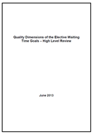 Quality Dimensions of the Elective Waiting Time Goals cover.