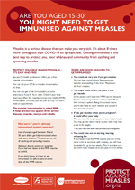 Protect against measles factsheet cover thumbnail.