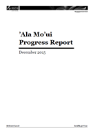 ’Ala Mo’ui Progress Report: December 2015