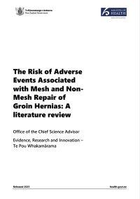 The Risk of Adverse Events Associated with Mesh and Non-Mesh Repair of Groin Hernias: A literature review. 
