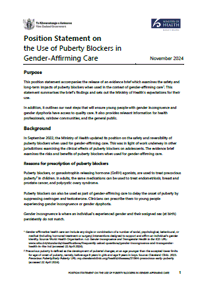 Position Statement on the Use of Puberty Blockers in Gender-Affirming Care. 