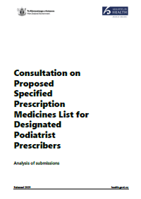 Consultation on Proposed Specified Prescription Medicines List for Designated Podiatrist Prescribers: Analysis of submissions. 