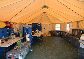 A large supply room inside the facility. 