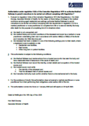 Authorisation under regulation 12(b) of the Cremation Regulations 1973. 