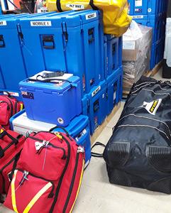 Boxes and luggage ready for a mobile deployment.