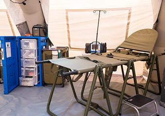 A stretcher inside the facility. 