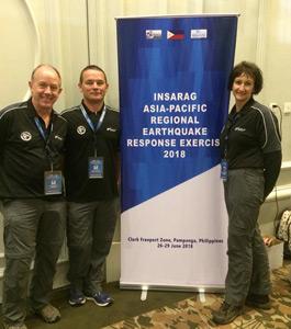 A small group of attendees at an Asia-Pacific regional earthquake response exercise.