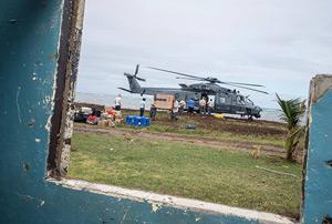 Helicoptor being unpacking on deployment.
